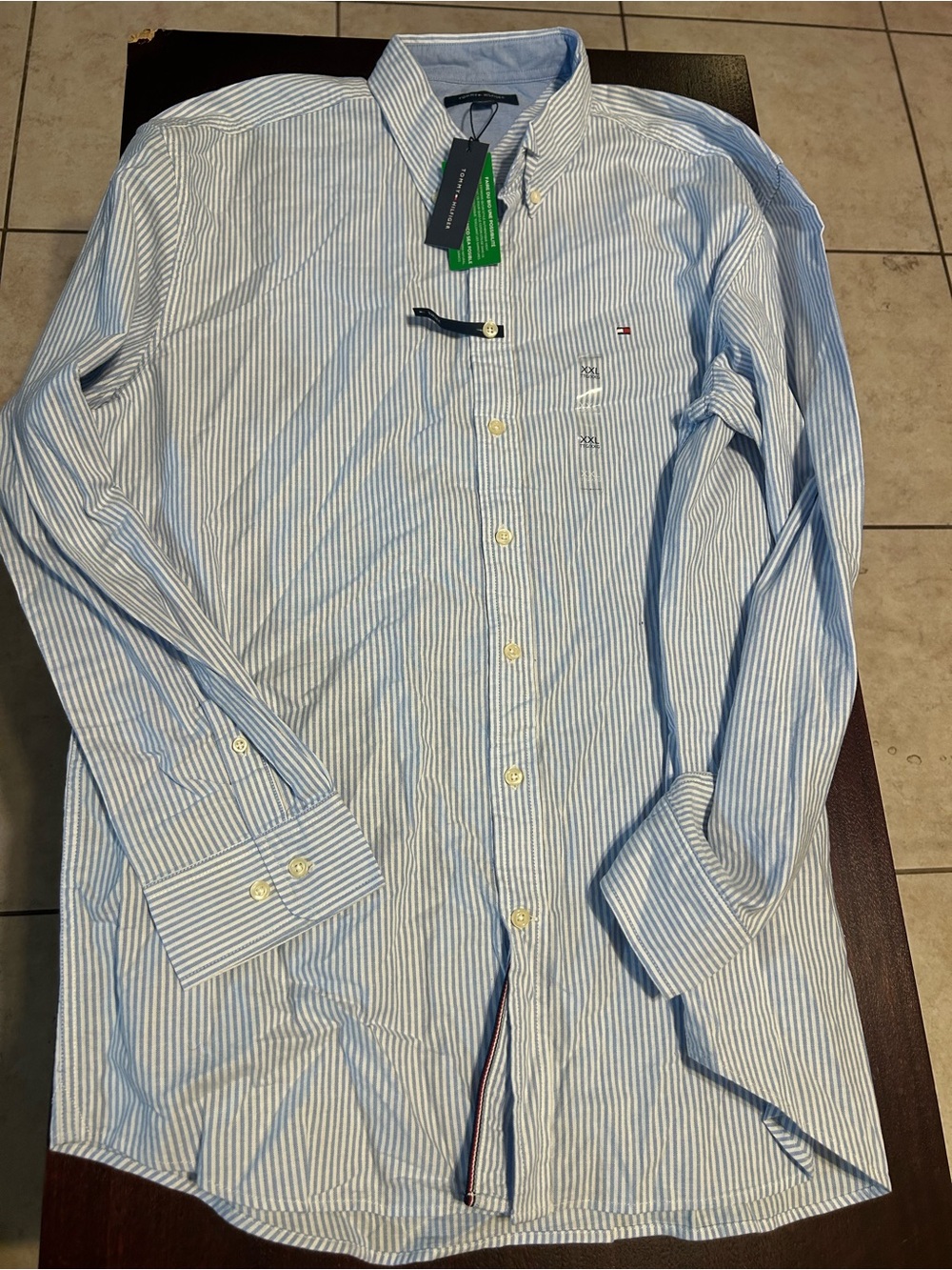 Tommy Hilfiger Men’s Light Blue & White Striped Button-Down Shirt